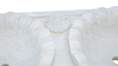 Biscottini Lavabo a due buche merlettate in marmo bianco L130xPR56xH15 cm Vasca realizzata
