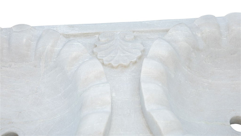 Biscottini Lavabo a due buche merlettate in marmo bianco L130xPR56xH15 cm Vasca realizzata