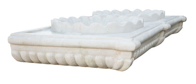 Biscottini Lavabo a due buche merlettate in marmo bianco L130xPR56xH15 cm Vasca realizzata