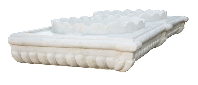 Biscottini Lavabo a due buche merlettate in marmo bianco L130xPR56xH15 cm Vasca realizzata