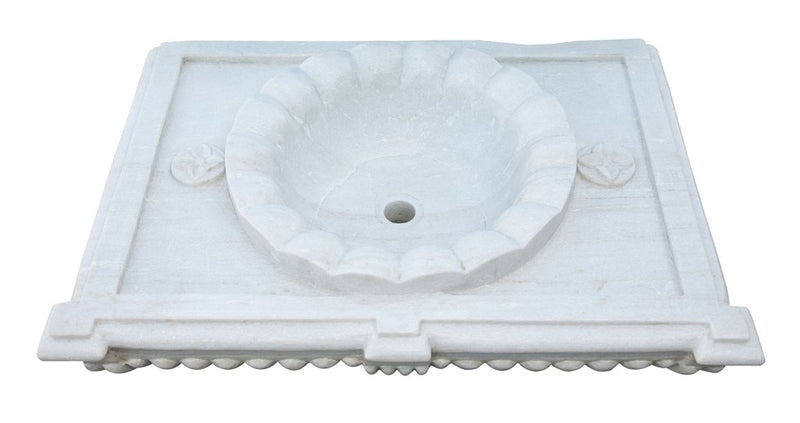 Biscottini LAVABO IN MARMO SMERLATO BIANCO L80XPR56XH18 CM Vasca realizzata completamente
