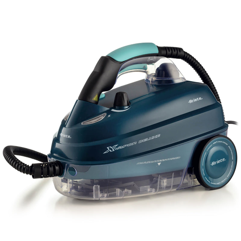 ARIETE XVAPOR DELUXE BLU (4146/05) - PULITORE A VAPORE A TRAINO - PRESSIONE 5 BAR - 9 ACCESSORI INCLUSI - 1600CC - 1500W