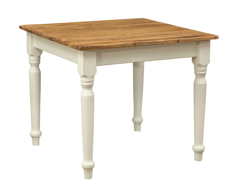 Biscottini Tavolo Country in legno massello di tiglio struttura bianca anticata piano naturale. Made in Italy