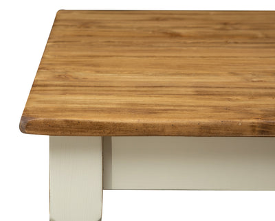 Biscottini Tavolo Country in legno massello di tiglio struttura bianca anticata piano naturale. Made in Italy