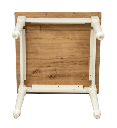 Biscottini Tavolo Country in legno massello di tiglio struttura bianca anticata piano naturale. Made in Italy