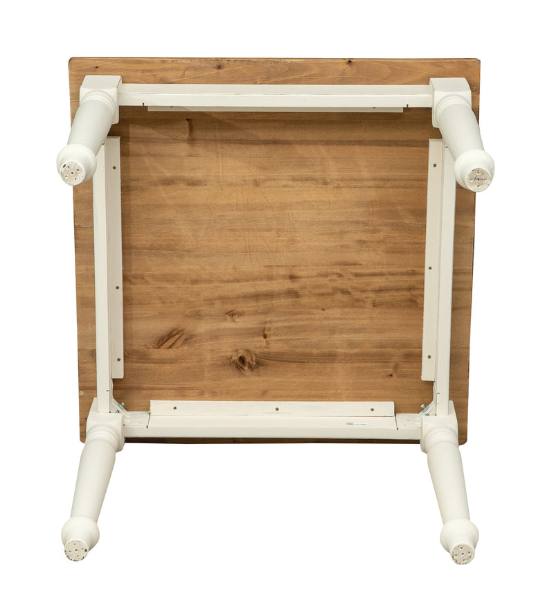 Biscottini Tavolo Country in legno massello di tiglio struttura bianca anticata piano naturale. Made in Italy