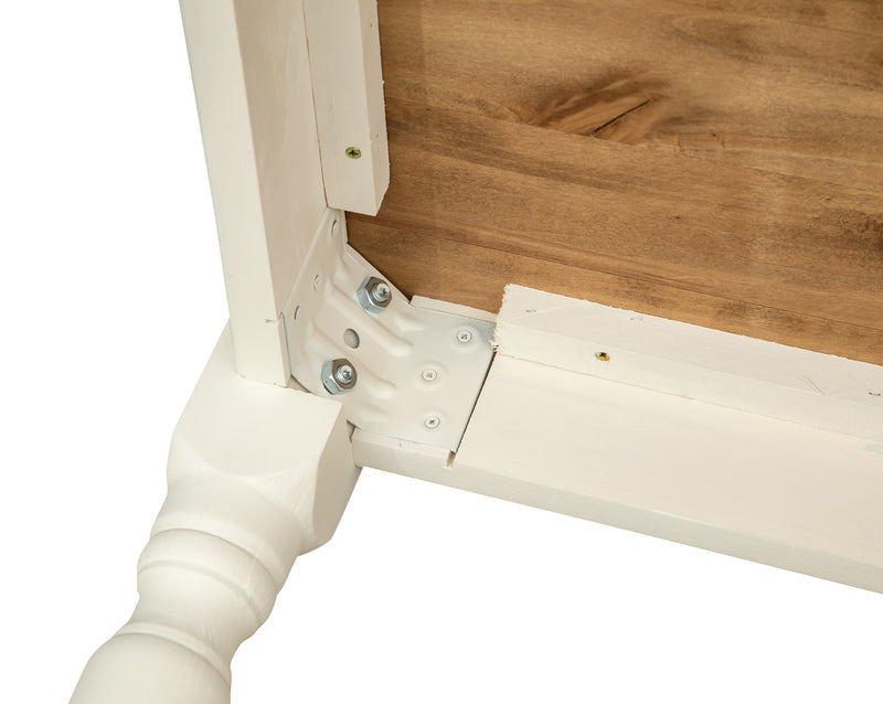 Biscottini Tavolo Country in legno massello di tiglio struttura bianca anticata piano naturale. Made in Italy