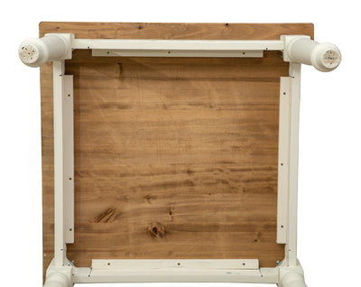 Biscottini Tavolo Country in legno massello di tiglio struttura bianca anticata piano naturale. Made in Italy