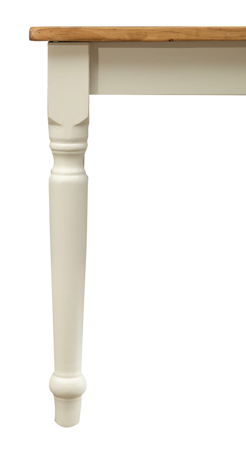 Biscottini Tavolo Country in legno massello di tiglio struttura bianca anticata piano naturale. Made in Italy