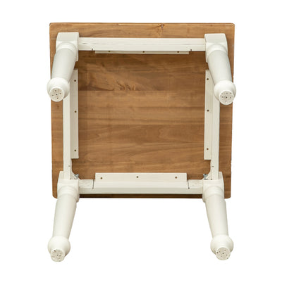 Biscottini Tavolo Country in legno massello di tiglio struttura bianca anticata piano naturale. Made in Italy