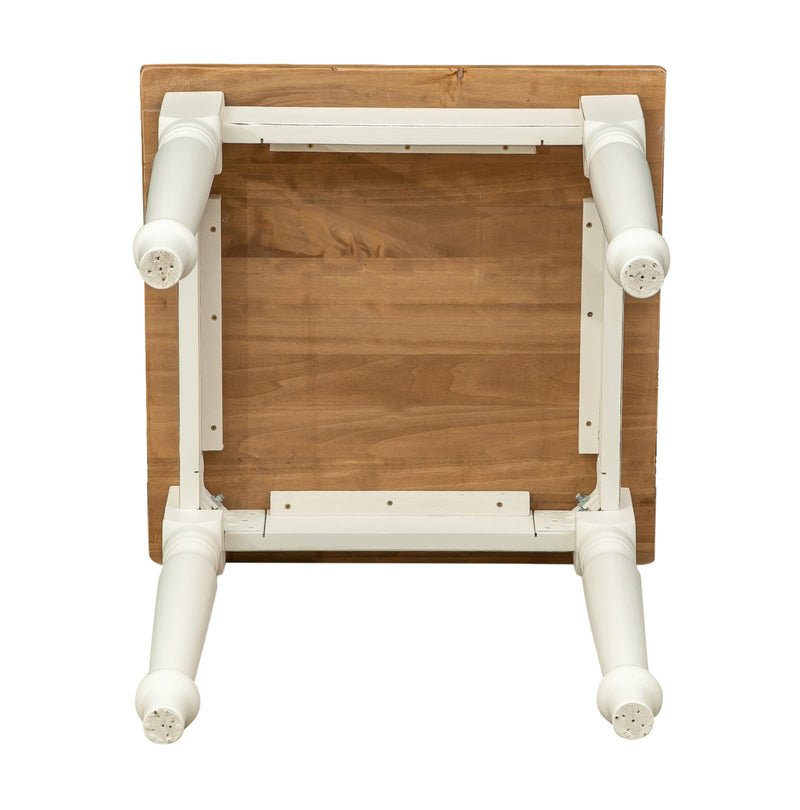 Biscottini Tavolo Country in legno massello di tiglio struttura bianca anticata piano naturale. Made in Italy