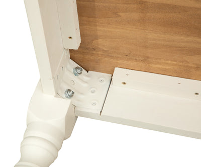 Biscottini Tavolo Country in legno massello di tiglio struttura bianca anticata piano naturale. Made in Italy