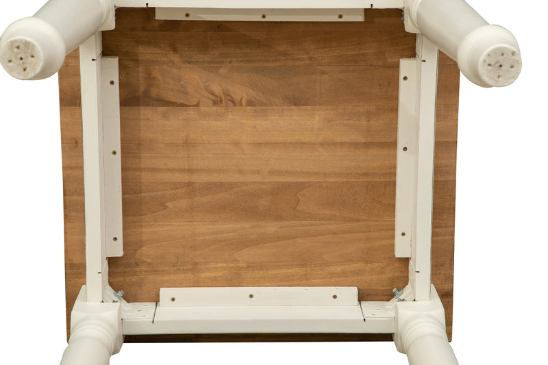 Biscottini Tavolo Country in legno massello di tiglio struttura bianca anticata piano naturale. Made in Italy