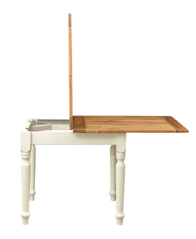 Biscottini Tavolo Country allungabile in legno massello di tiglio struttura bianca anticata piano naturale L90xPR90xH80 cm. Made in Italy
