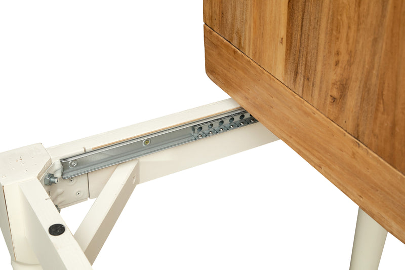 Biscottini Tavolo Country allungabile in legno massello di tiglio struttura bianca anticata piano naturale L90xPR90xH80 cm. Made in Italy