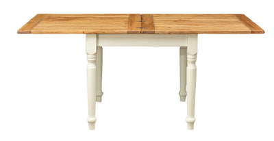Biscottini Tavolo Country allungabile in legno massello di tiglio struttura bianca anticata piano naturale L90xPR90xH80 cm. Made in Italy