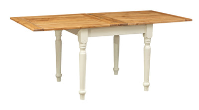 Biscottini Tavolo Country allungabile in legno massello di tiglio struttura bianca anticata piano naturale L90xPR90xH80 cm. Made in Italy