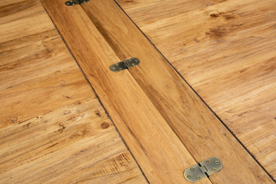 Biscottini Tavolo Country allungabile in legno massello di tiglio struttura bianca anticata piano naturale L90xPR90xH80 cm. Made in Italy