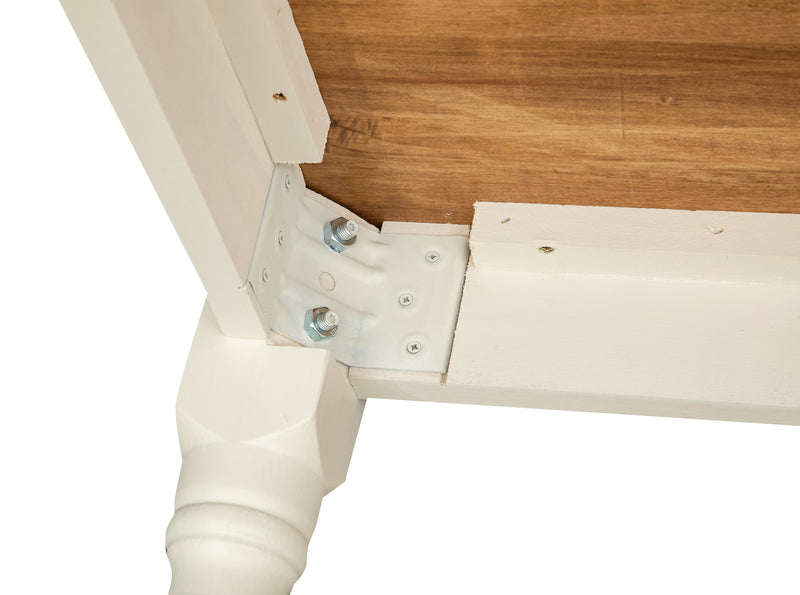 Biscottini Tavolo fisso Country in legno massello di tiglio struttura bianca anticata piano naturale L80xPR80xH78 cm. Made in Italy