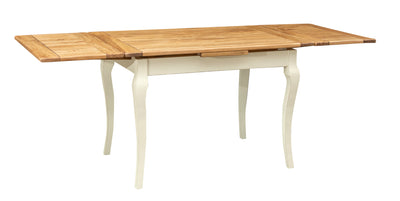 Biscottini Tavolo Country allungabile in legno massello di tiglio struttura bianca anticata piano naturale. Made in Italy
