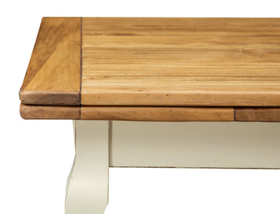 Biscottini Tavolo Country allungabile in legno massello di tiglio struttura bianca anticata piano naturale. Made in Italy