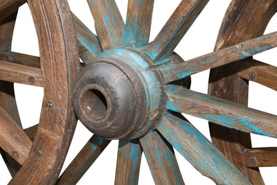 Biscottini RUOTA CARRO ANTICA L117XPR36XH117 CM RESTAURATA molto robusta perfettamente