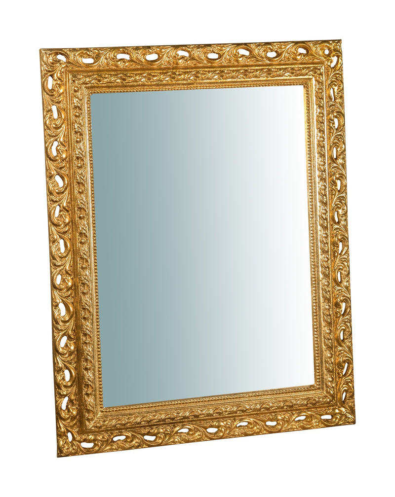 Biscottini SPECCHIERA DA PARETE IN LEGNO FINITURA FOGLIA ORO ANTICATO L70XPR5XH90 cm Made in Italy