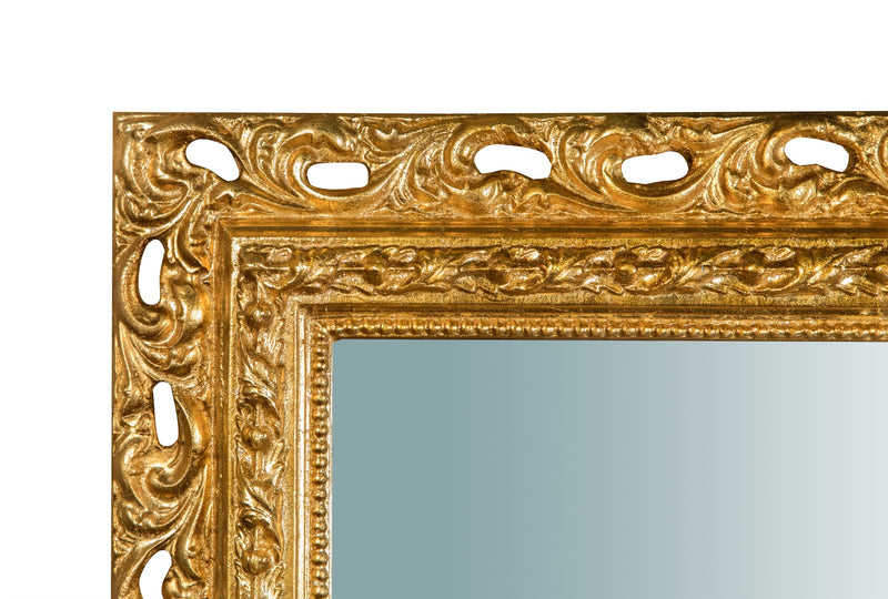 Biscottini SPECCHIERA DA PARETE IN LEGNO FINITURA FOGLIA ORO ANTICATO L70XPR5XH90 cm Made in Italy