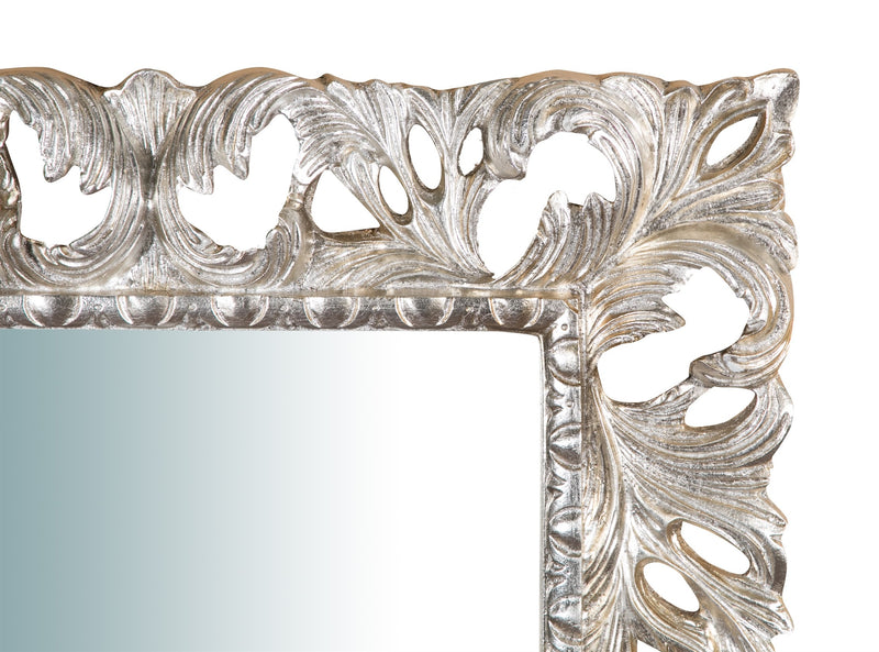 Biscottini SPECCHIERA DA PARETE IN LEGNO FINITURA FOGLIA ARGENTO L82XPR6XH101 cm Made in Italy