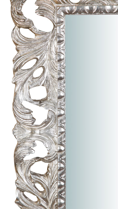 Biscottini SPECCHIERA DA PARETE IN LEGNO FINITURA FOGLIA ARGENTO L82XPR6XH101 cm Made in Italy