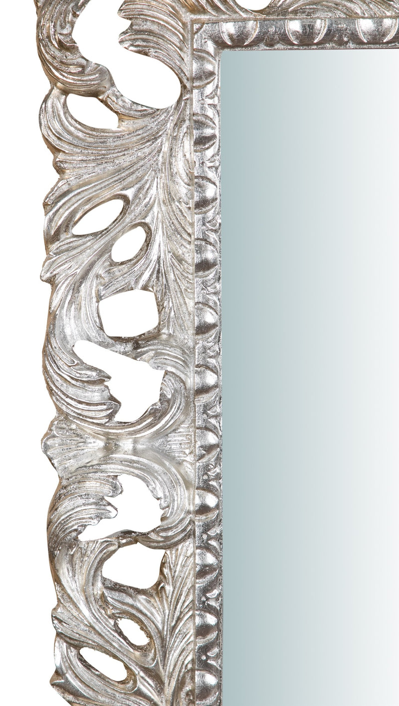 Biscottini SPECCHIERA DA PARETE IN LEGNO FINITURA FOGLIA ARGENTO L82XPR6XH101 cm Made in Italy