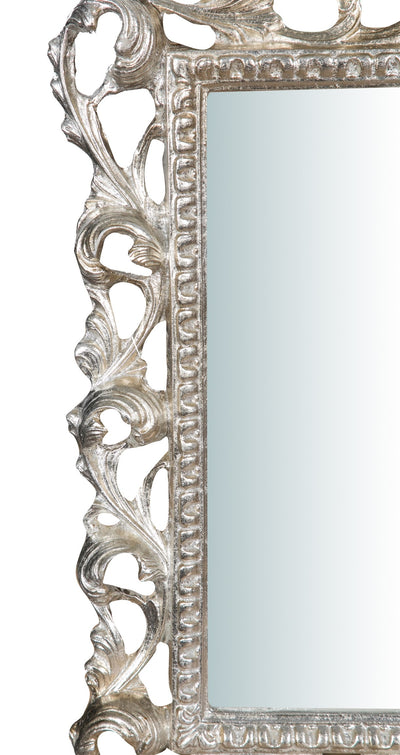 Biscottini SPECCHIERA DA PARETE IN LEGNO FINITURA FOGLIA ARGENTO L45XPR4XH61 cm Made in Italy