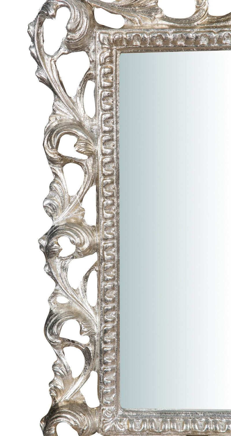 Biscottini SPECCHIERA DA PARETE IN LEGNO FINITURA FOGLIA ARGENTO L45XPR4XH61 cm Made in Italy