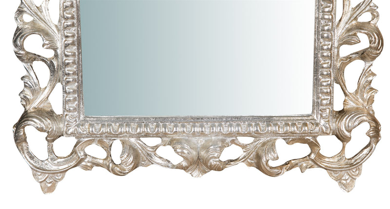 Biscottini SPECCHIERA DA PARETE IN LEGNO FINITURA FOGLIA ARGENTO L45XPR4XH61 cm Made in Italy