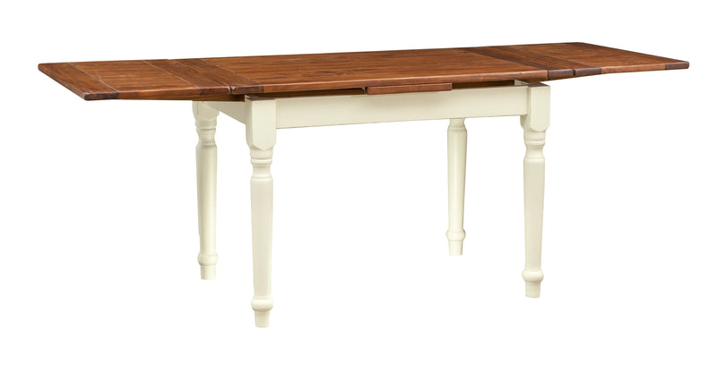 Biscottini Tavolo Country allungabile in legno massello di tiglio struttura bianca anticata piano noce L120xPR80xH80 cm. Made in Italy