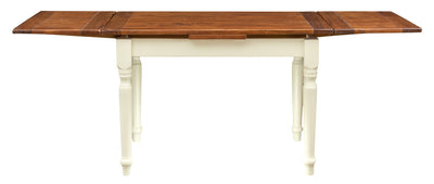 Biscottini Tavolo Country allungabile in legno massello di tiglio struttura bianca anticata piano noce L120xPR80xH80 cm. Made in Italy