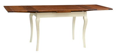 Biscottini Tavolo Country allungabile in legno massello di tiglio struttura bianca anticata piano noce Made in Italy