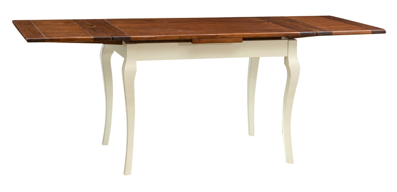 Biscottini Tavolo Country allungabile in legno massello di tiglio struttura bianca anticata piano noce Made in Italy