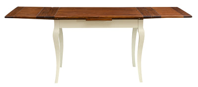 Biscottini Tavolo Country allungabile in legno massello di tiglio struttura bianca anticata piano noce Made in Italy