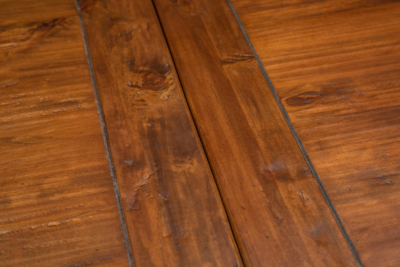 Biscottini Tavolo Country allungabile in legno massello di tiglio struttura bianca anticata piano noce Made in Italy