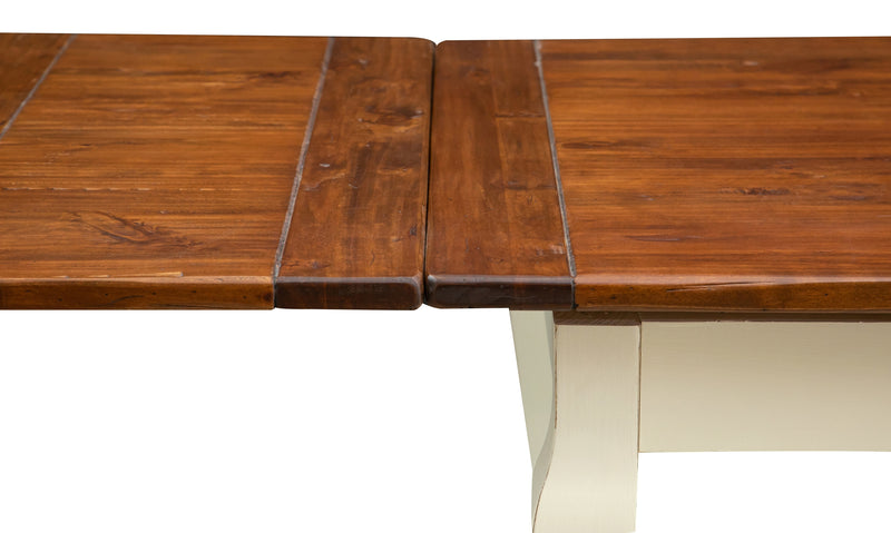 Biscottini Tavolo Country allungabile in legno massello di tiglio struttura bianca anticata piano noce Made in Italy