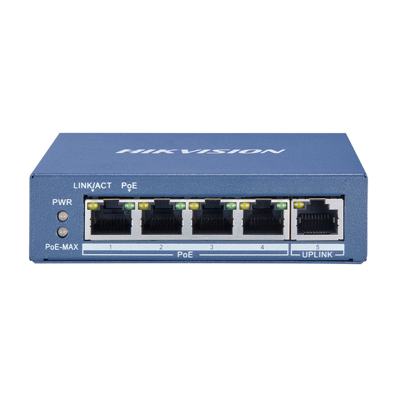 HIKVISION DS-3E0505P-E - UNMANAGED SWITCH 4 GIGABIT POE PORTS - 1 GIGABIT UPLINK PORT