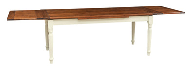 Biscottini Tavolo Country allungabile in legno massello di tiglio struttura bianca anticata piano noce L200xPR90xH80 cm. Made in Italy