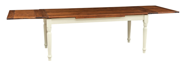 Biscottini Tavolo Country allungabile in legno massello di tiglio struttura bianca anticata piano noce L200xPR90xH80 cm. Made in Italy