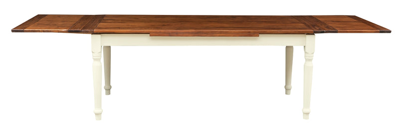 Biscottini Tavolo Country allungabile in legno massello di tiglio struttura bianca anticata piano noce L200xPR90xH80 cm. Made in Italy