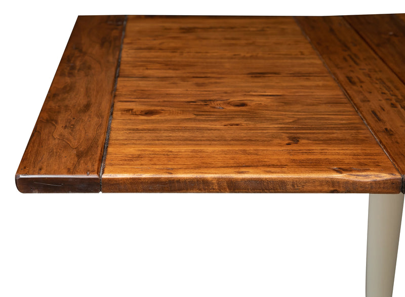 Biscottini Tavolo Country allungabile in legno massello di tiglio struttura bianca anticata piano noce L200xPR90xH80 cm. Made in Italy