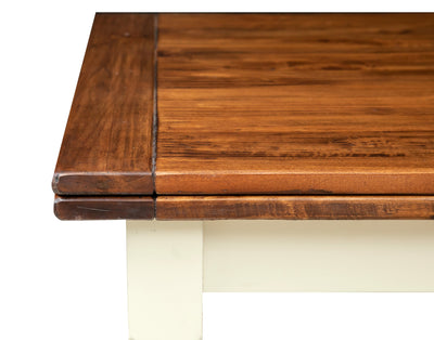 Biscottini Tavolo Country allungabile in legno massello di tiglio struttura bianca anticata piano noce L200xPR90xH80 cm. Made in Italy