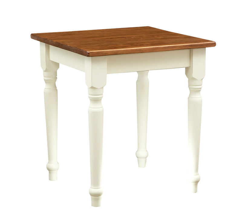 Biscottini Tavolo Country in legno massello di tiglio struttura bianca anticata piano noce. Made in Italy