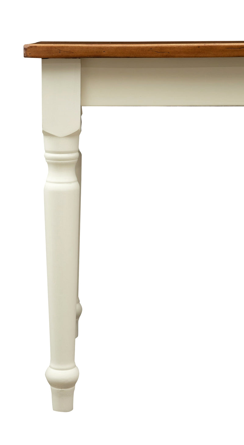 Biscottini Tavolo Country in legno massello di tiglio struttura bianca anticata piano noce. Made in Italy