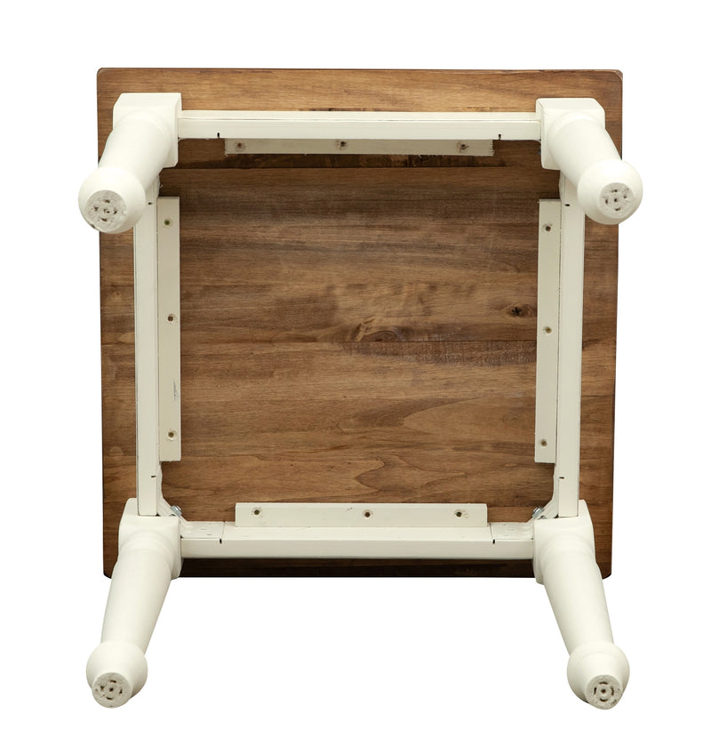 Biscottini Tavolo Country in legno massello di tiglio struttura bianca anticata piano noce. Made in Italy